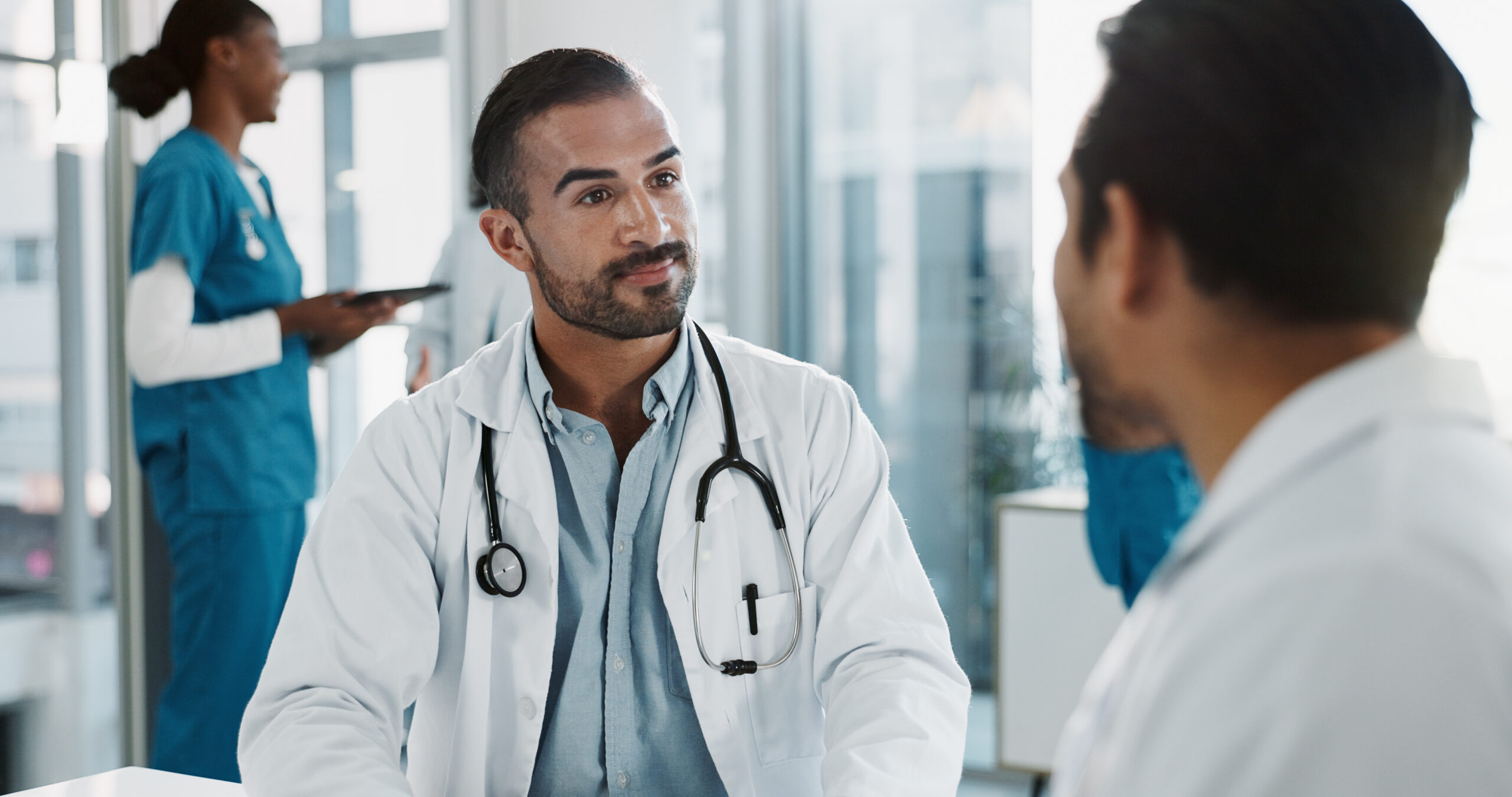 male physician in interview